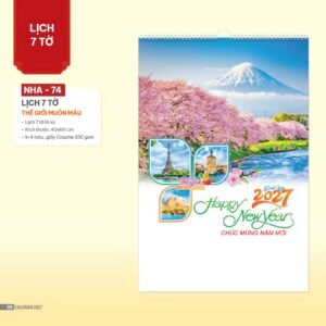 Lịch Treo Tường Lò Xo 2027 NHA Mẫu NHA74 - Thế Giới Muôn Màu (40 x 60cm) Quà Tri Ân Khách Hàng VIP & Đối Tác in logo doanh nghiệp quà tặng Tết tại Quà Tặng Sự Kiện VIP