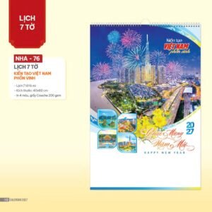 Lịch Treo Tường Lò Xo 2027 NHA Mẫu NHA76 (40 x 60cm) Quà Tri Ân Khách Hàng VIP & Đối Tác in logo doanh nghiệp quà tặng Tết tại Quà Tặng Sự Kiện VIP