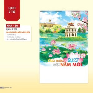 Lịch Treo Tường Lò Xo 2027 NHA Mẫu NHA80 (40 x 60cm) Quà Tri Ân Khách Hàng VIP & Đối Tác in logo doanh nghiệp quà tặng Tết tại Quà Tặng Sự Kiện VIP