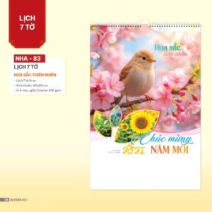 Lịch Treo Tường Lò Xo 2027 NHA Mẫu NHA83 (40 x 60cm) Quà Tri Ân Khách Hàng VIP & Đối Tác in logo doanh nghiệp quà tặng Tết tại Quà Tặng Sự Kiện VIP