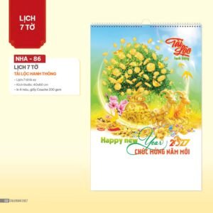 Lịch Treo Tường Lò Xo 2027 NHA Mẫu NHA86 (40 x 60cm) Quà Tri Ân Khách Hàng VIP & Đối Tác in logo doanh nghiệp quà tặng Tết tại Quà Tặng Sự Kiện VIP