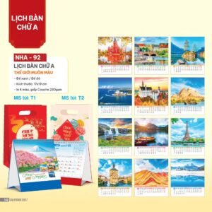 Lịch Bàn Chữ A 2027 NHA Mẫu NHA92 - Thế Giới Muôn Màu (17 x 19cm) Quà Tri Ân Khách Hàng VIP & Đối Tác in logo doanh nghiệp quà tặng Tết tại Quà Tặng Sự Kiện VIP