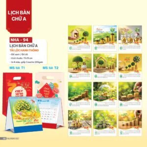 Lịch Bàn Chữ A 2027 NHA Mẫu NHA94 (17 x 19cm) Quà Tri Ân Khách Hàng VIP & Đối Tác in logo doanh nghiệp quà tặng Tết tại Quà Tặng Sự Kiện VIP