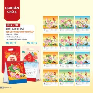 Lịch Bàn Chữ A 2027 NHA Mẫu NHA98 (17 x 19cm) Quà Tri Ân Khách Hàng VIP & Đối Tác in logo doanh nghiệp quà tặng Tết tại Quà Tặng Sự Kiện VIP