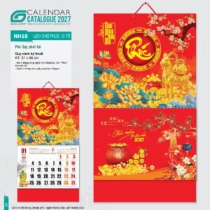 Lịch Bìa Treo 2027 NH Mẫu NH1819 (37 x 68cm) Quà Tri Ân Khách Hàng VIP & Đối Tác in logo doanh nghiệp quà tặng Tết tại Quà Tặng Sự Kiện VIP