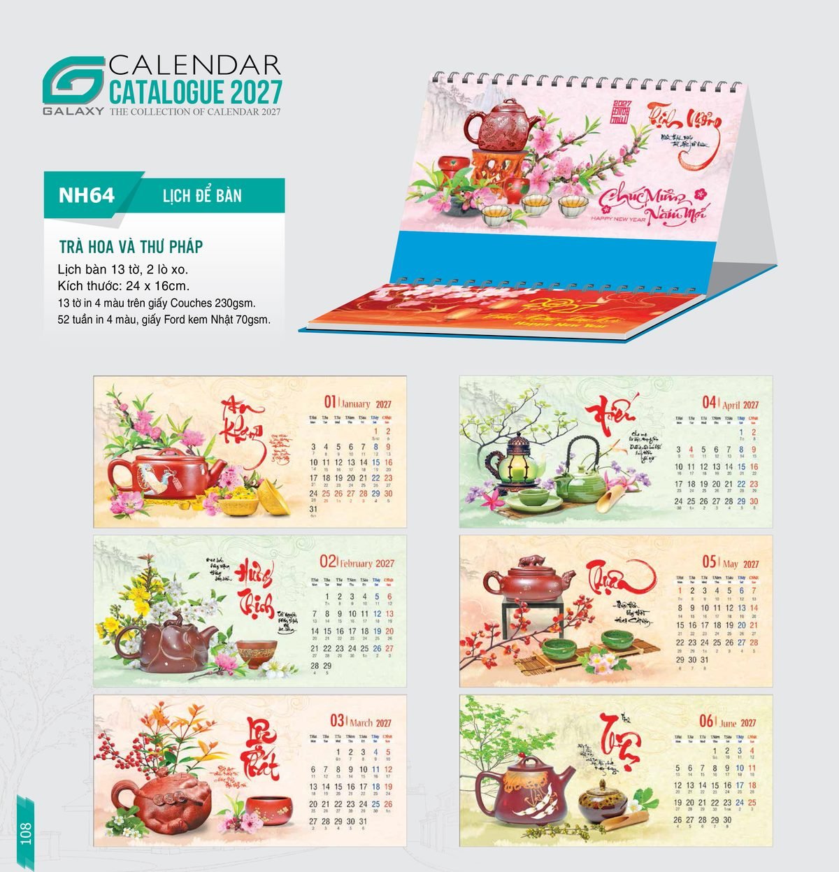 Lịch Để Bàn 2027 NH Mẫu NH6465 (24 x 16cm) Quà Tri Ân Khách Hàng VIP & Đối Tác Lịch Để Bàn 2027 NH Mẫu NH6465 (24 x 16cm) Quà Tri Ân Khách Hàng VIP & Đối Tác in logo doanh nghiệp quà tặng Tết tại Quà Tặng Sự Kiện VIP