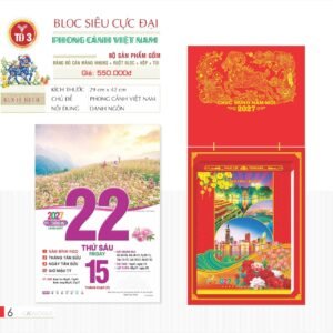 Lịch Bloc Siêu Cực Đại 2027 TD Mẫu TD3 (38 x 53 cm) Quà Tri Ân Khách Hàng VIP & Đối Tác in logo doanh nghiệp quà tặng Tết tại Quà Tặng Sự Kiện VIP