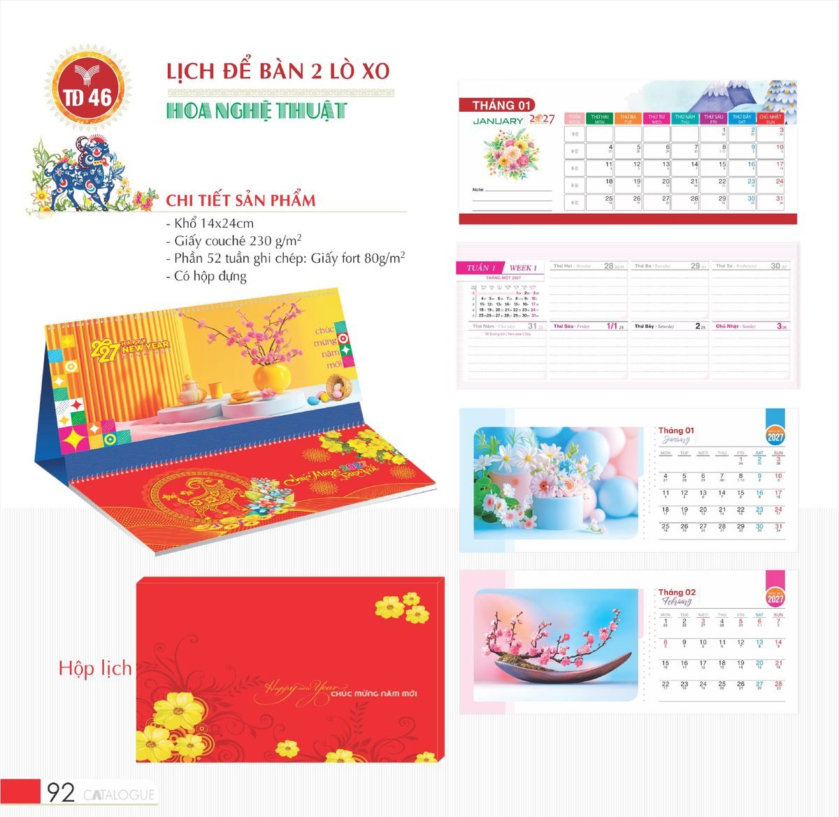 Lịch Để Bàn 2027 TD Mẫu TD46 (14 x 24cm) Quà Tri Ân Khách Hàng VIP & Đối Tác Lịch Để Bàn 2027 TD Mẫu TD46 (14 x 24cm) Quà Tri Ân Khách Hàng VIP & Đối Tác in logo doanh nghiệp quà tặng Tết tại Quà Tặng Sự Kiện VIP