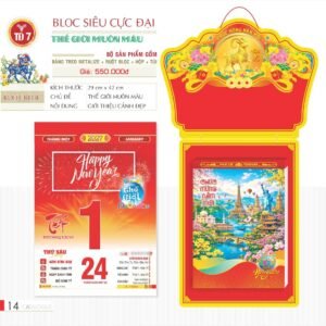 Lịch Bloc Siêu Cực Đại 2027 TD Mẫu TD7 (38 x 53 cm) Quà Tri Ân Khách Hàng VIP & Đối Tác in logo doanh nghiệp quà tặng Tết tại Quà Tặng Sự Kiện VIP