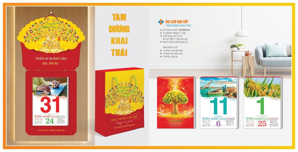 Bìa Lịch Treo Gắn Bloc TPNBIA02 Quà Tri Ân Khách Hàng VIP & Đối Tác