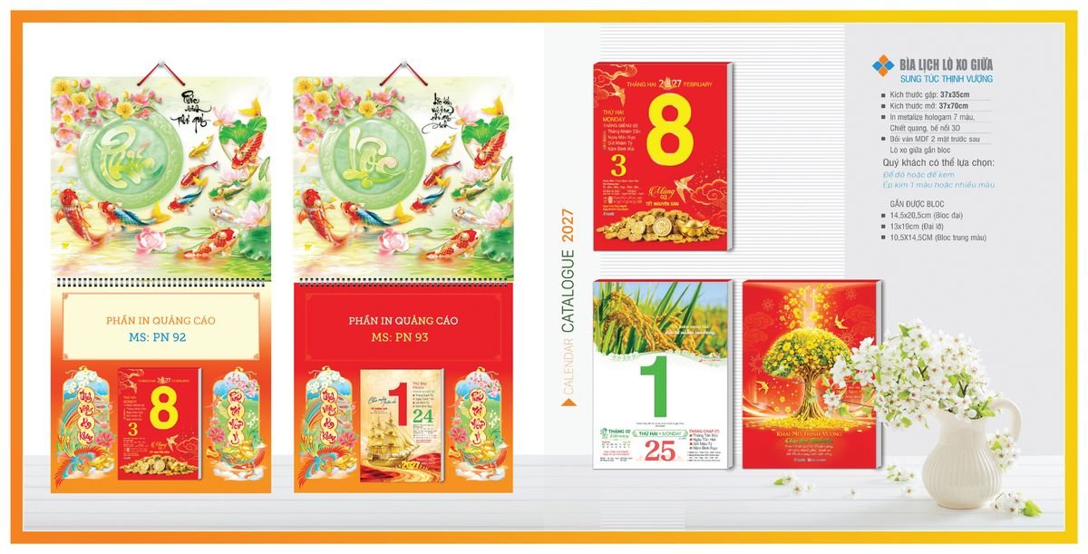 Bìa Lịch Treo Gắn Bloc TPNBIA09 Quà Tri Ân Khách Hàng VIP & Đối Tác