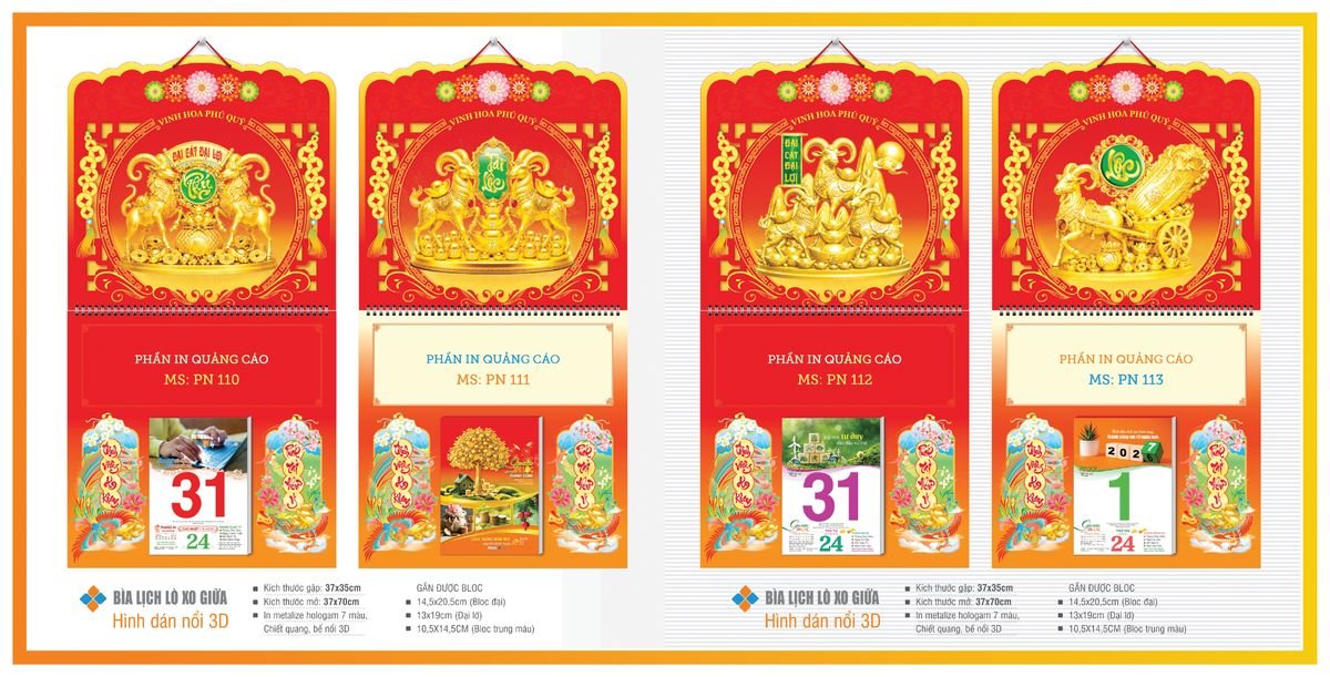 Bìa Lịch Treo Gắn Bloc TPNBIA15 Quà Tri Ân Khách Hàng VIP & Đối Tác