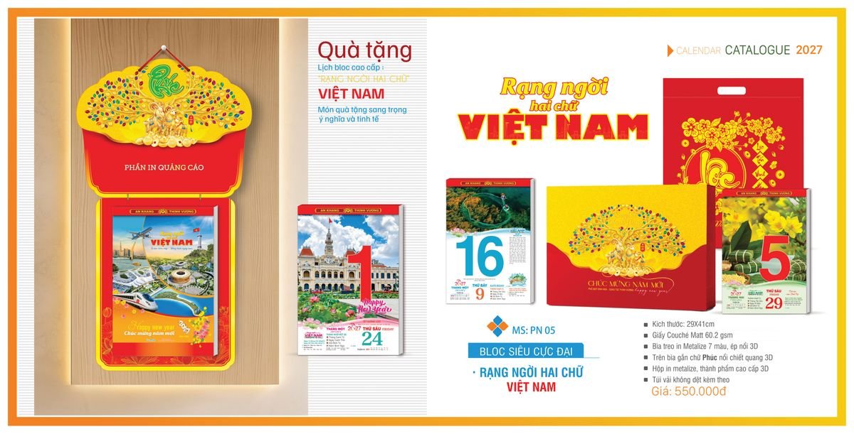 Lịch Bloc TPN 2027 TPNBLOC07 Quà Tri Ân Khách Hàng VIP & Đối Tác