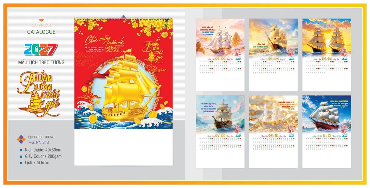 Lịch 7 Tờ Lò Xo TPNLX08 Quà Tri Ân Khách Hàng VIP & Đối Tác