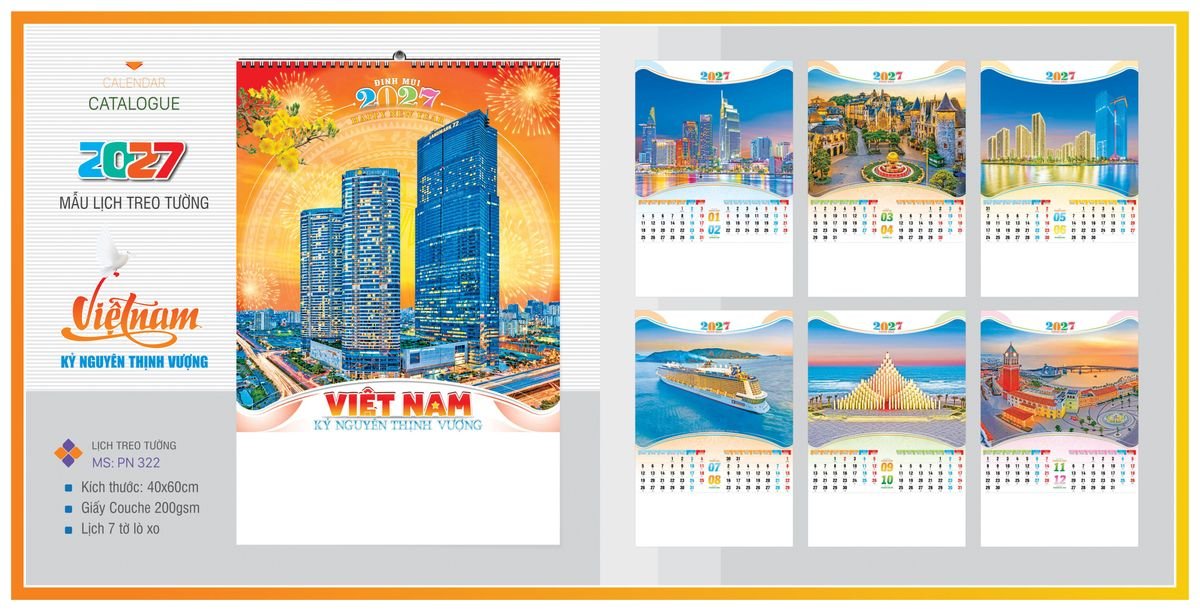 Lịch 7 Tờ Lò Xo TPNLX12 Quà Tri Ân Khách Hàng VIP & Đối Tác