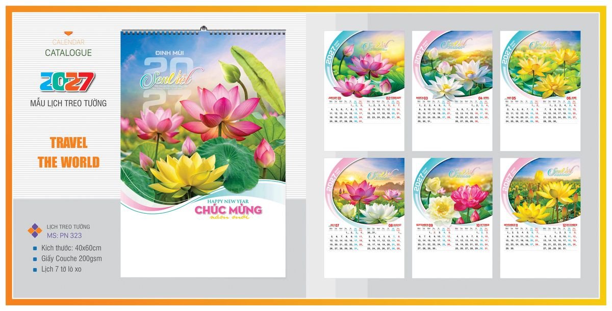 Lịch 7 Tờ Lò Xo TPNLX14 Quà Tri Ân Khách Hàng VIP & Đối Tác