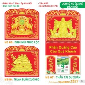 Lịch Treo Tường Lò Xo 2027 TS Mẫu TS-6 - Đại Cát Đại Lợi (37 x 70 cm) Quà Tri Ân Khách Hàng VIP & Đối Tác