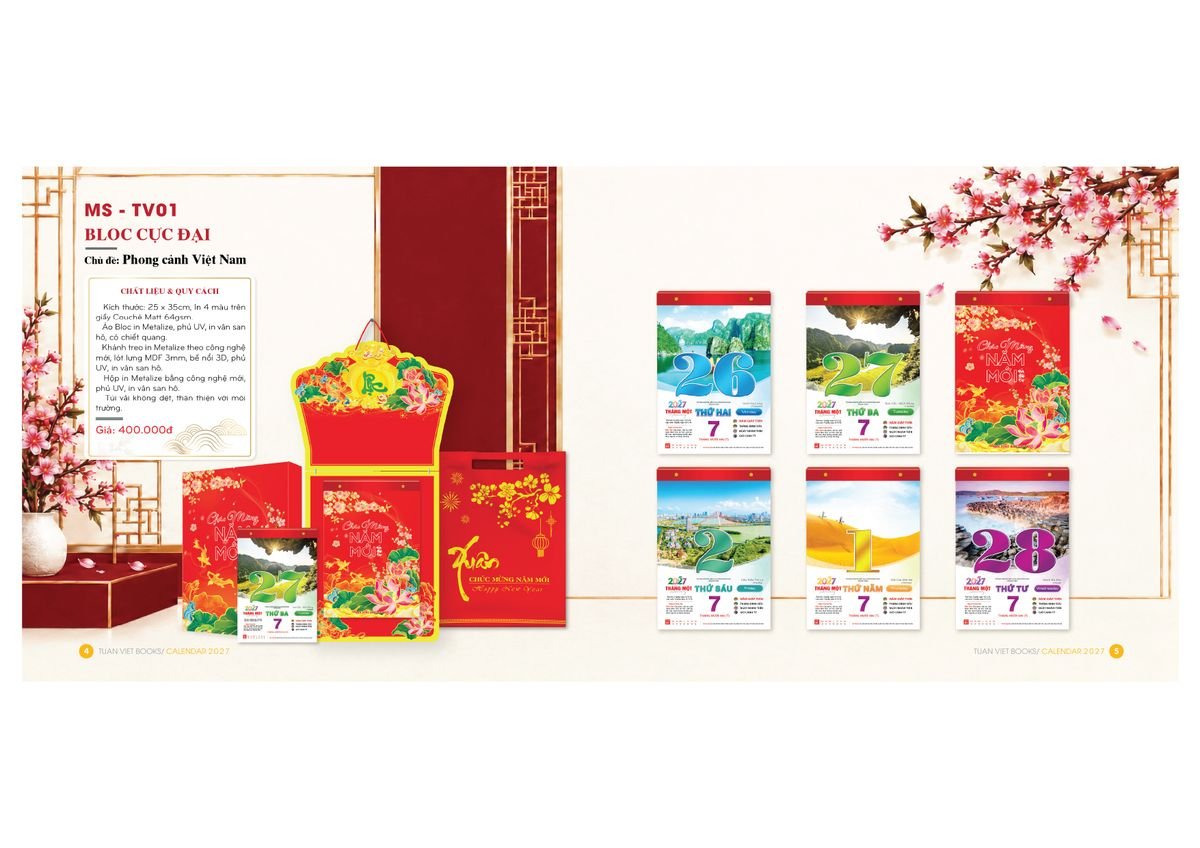 Lịch Bloc Cực Đại 2027 TV01 Quà Tri Ân Khách Hàng VIP & Đối Tác