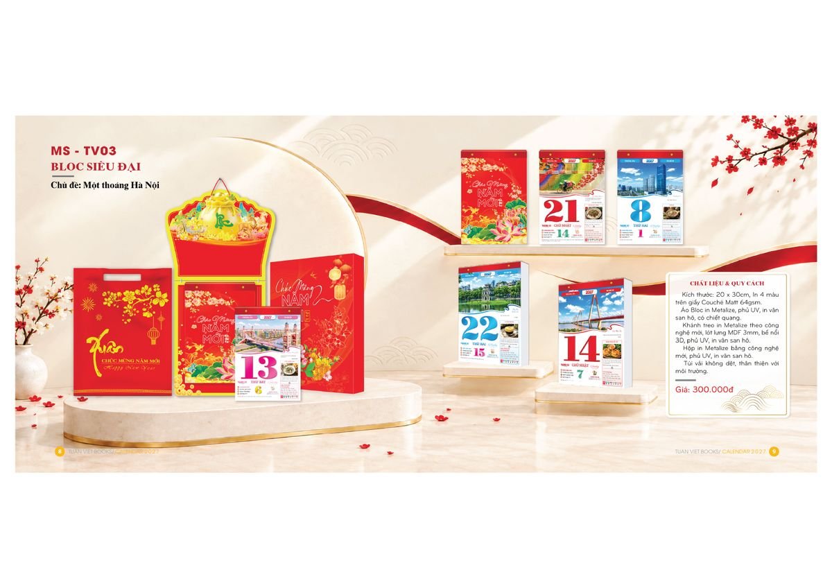 Lịch Bloc Cực Đại 2027 TV03 Quà Tri Ân Khách Hàng VIP & Đối Tác