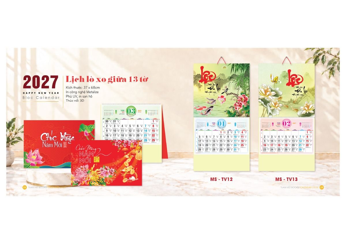 Lịch Bloc Cực Đại 2027 TV12 Quà Tri Ân Khách Hàng VIP & Đối Tác