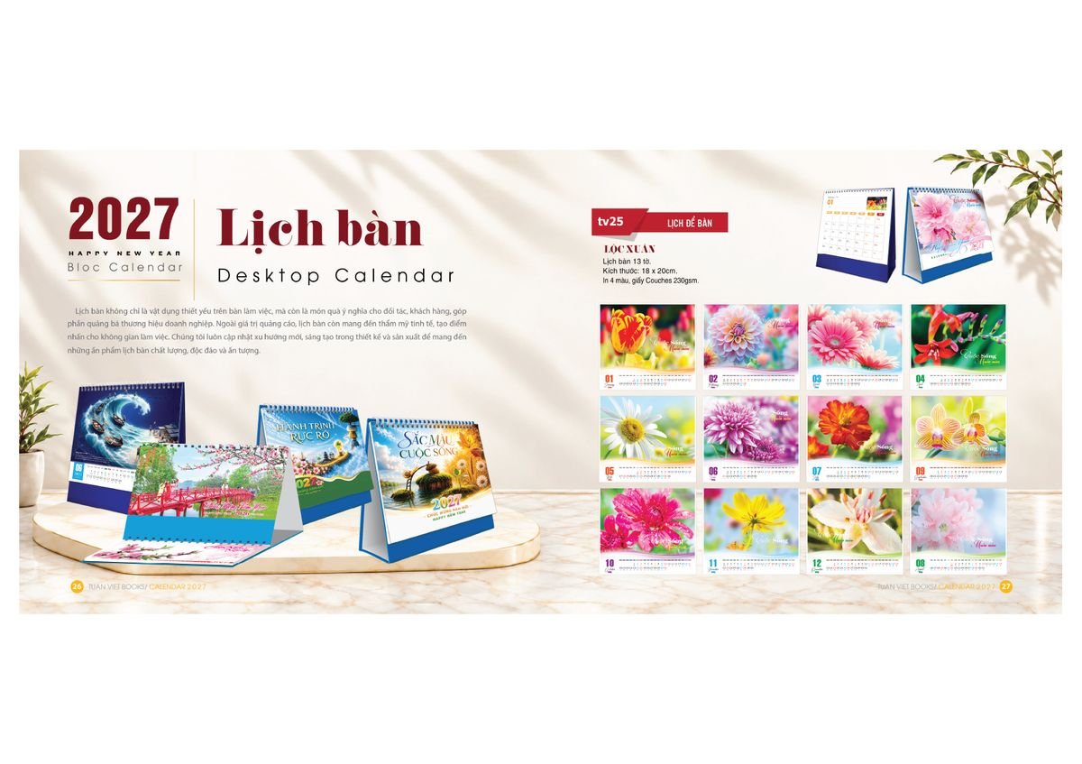 Lịch Bìa Treo Gắn Bloc 2027 TV14 Quà Tri Ân Khách Hàng VIP & Đối Tác