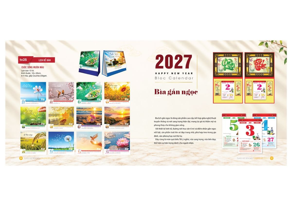 Lịch Bìa Treo Gắn Bloc 2027 TV16 Quà Tri Ân Khách Hàng VIP & Đối Tác