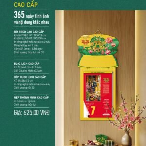 Lịch Bìa Treo 2027 VHVN Mẫu VHVN-04 (54 x 36 cm) Quà Tri Ân Khách Hàng VIP & Đối Tác