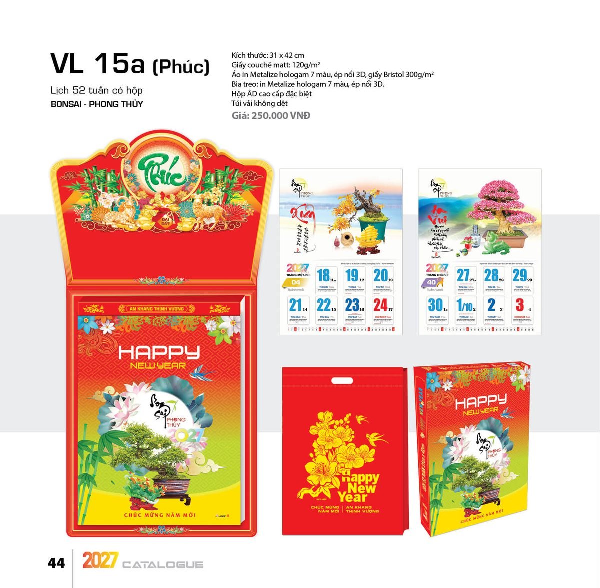 Lịch 52 Tuần 2027 VL Mẫu VL16 (31 x 42 cm) Quà Tri Ân Khách Hàng VIP & Đối Tác Lịch 52 Tuần 2027 VL Mẫu VL16 (31 x 42 cm) Quà Tri Ân Khách Hàng VIP & Đối Tác in logo doanh nghiệp quà tặng Tết tại Quà Tặng Sự Kiện VIP
